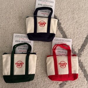 Trader Joe’s Micro Tote Bag Set - Red, Navy Blue, Green